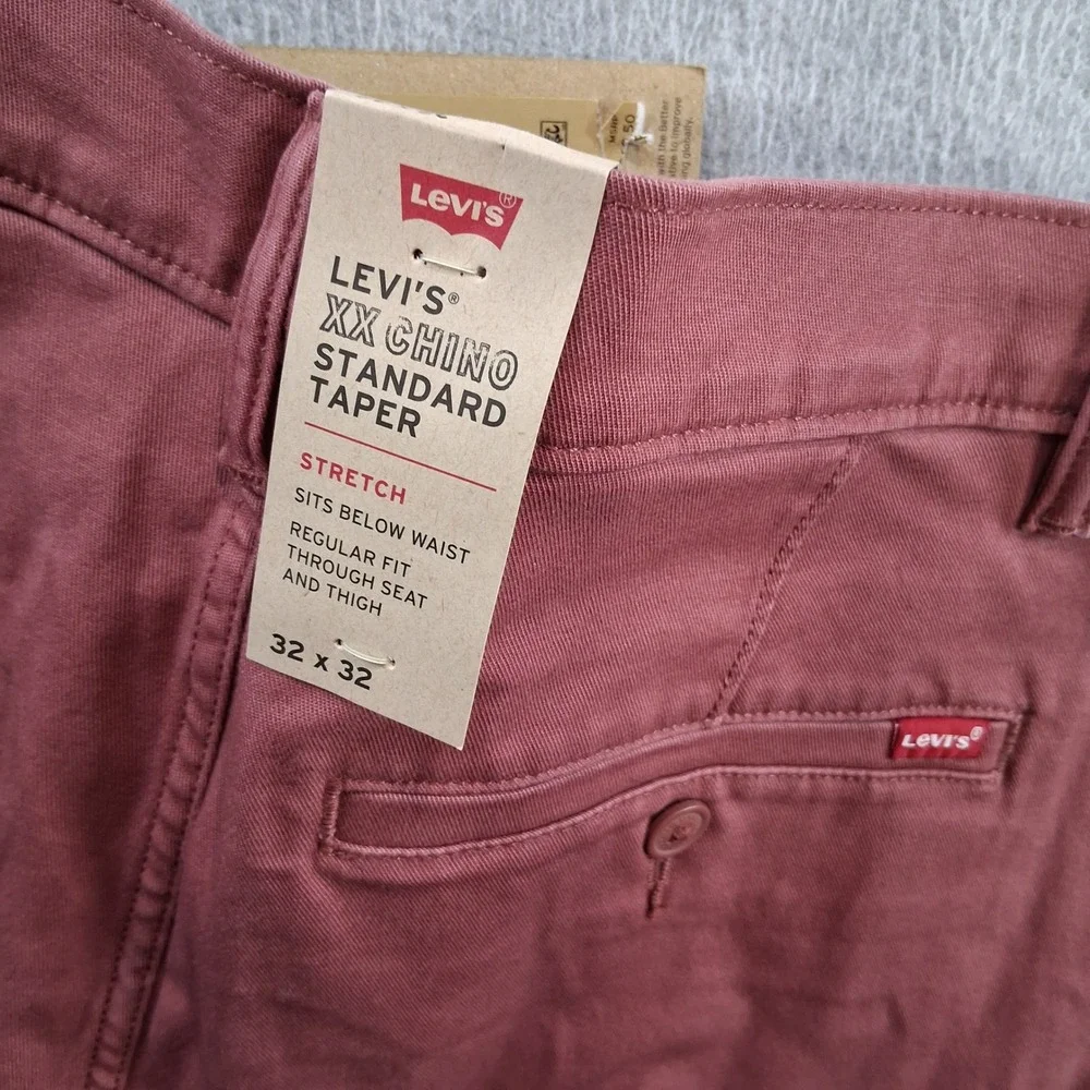 Levi's Men XX‎ Chino Standard Taper 32x32 Coral Red Stretch Twill Pants